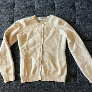 Mooncats New York 100% Cashmere Oatmeal Cardigan Y2K Size S